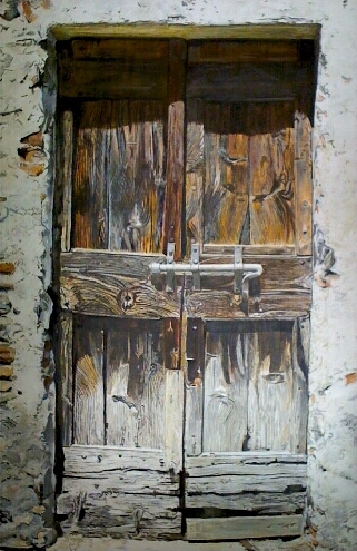 "Verriegelte Tür zum Inneren", Acryl auf Leinwand, 120 x 80 cm